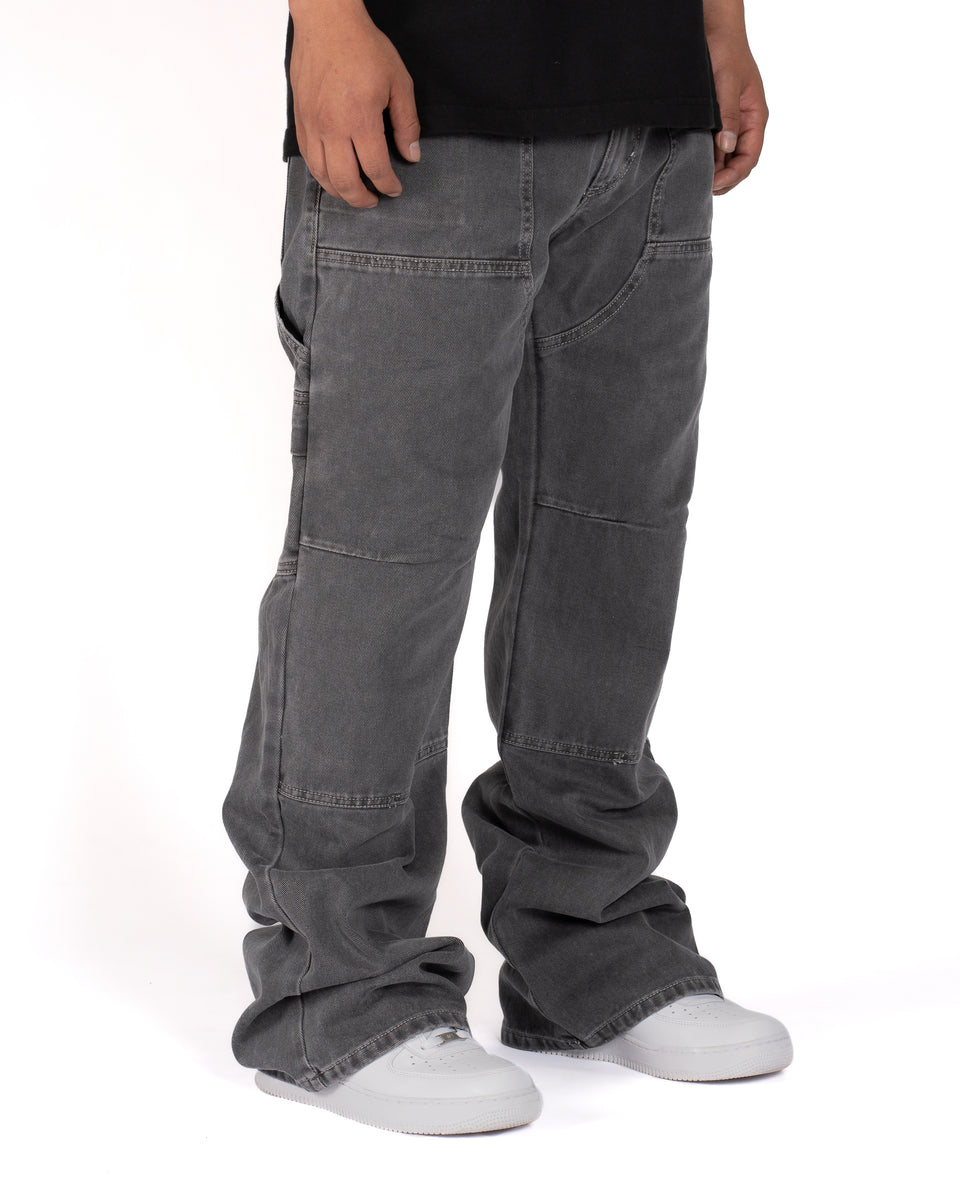 MINTCREW FLARED DENIM CARPENTER PANT (SLATE GREY)