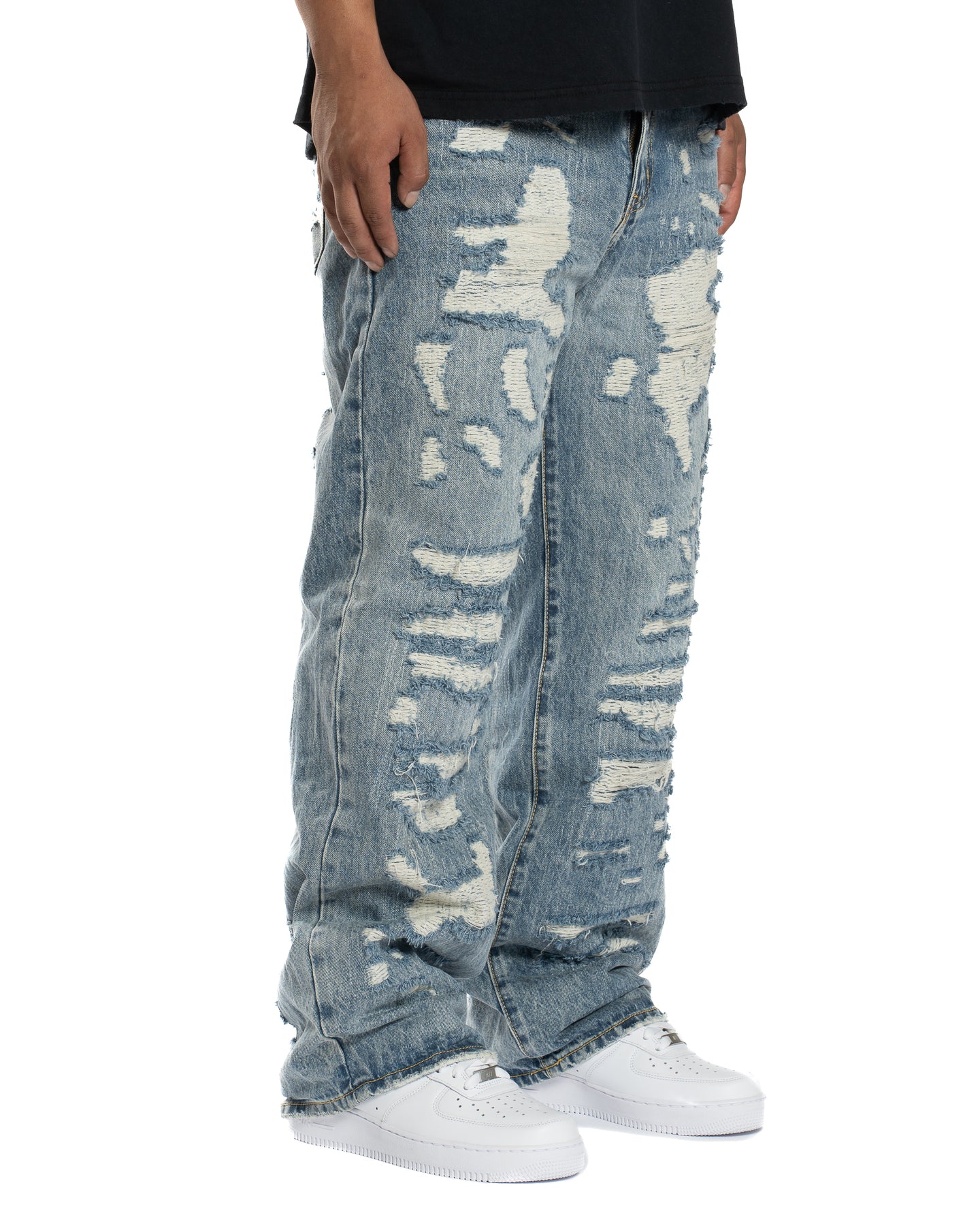 MINT CREW BAGGY BLUE SCAB DENIM PANT