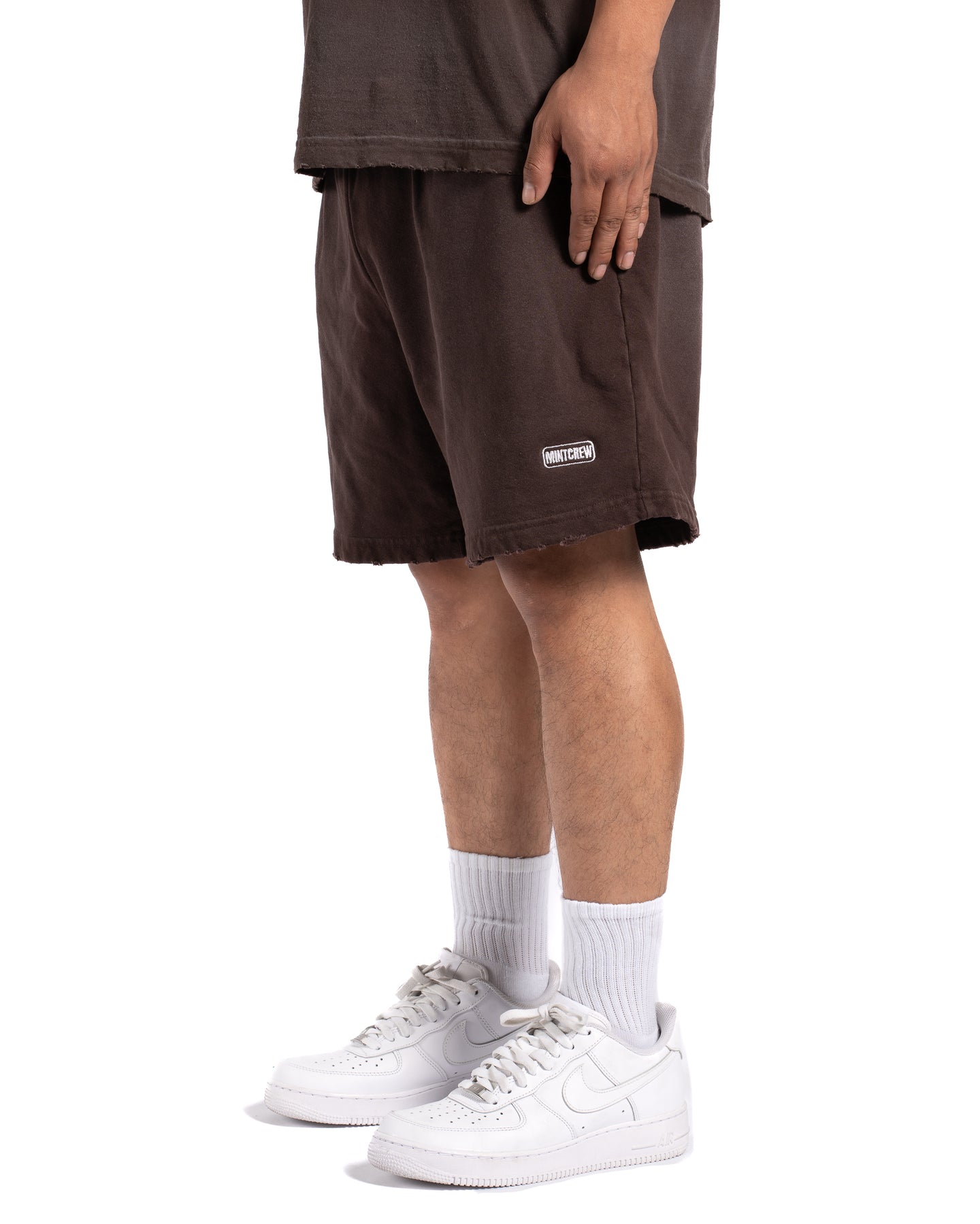 SUN FADED STAMPED LOGO SHORTS (BROWN)
