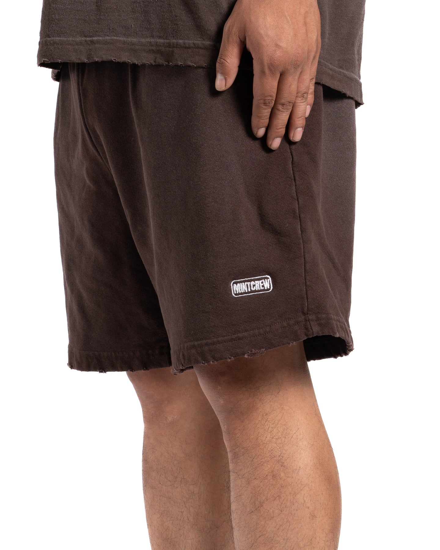 SUN FADED STAMPED LOGO SHORTS (BROWN)