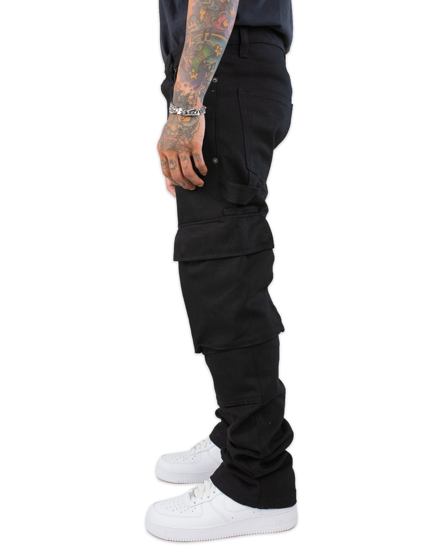 DOUBLE KNEE CARGO PANT (BLACK)