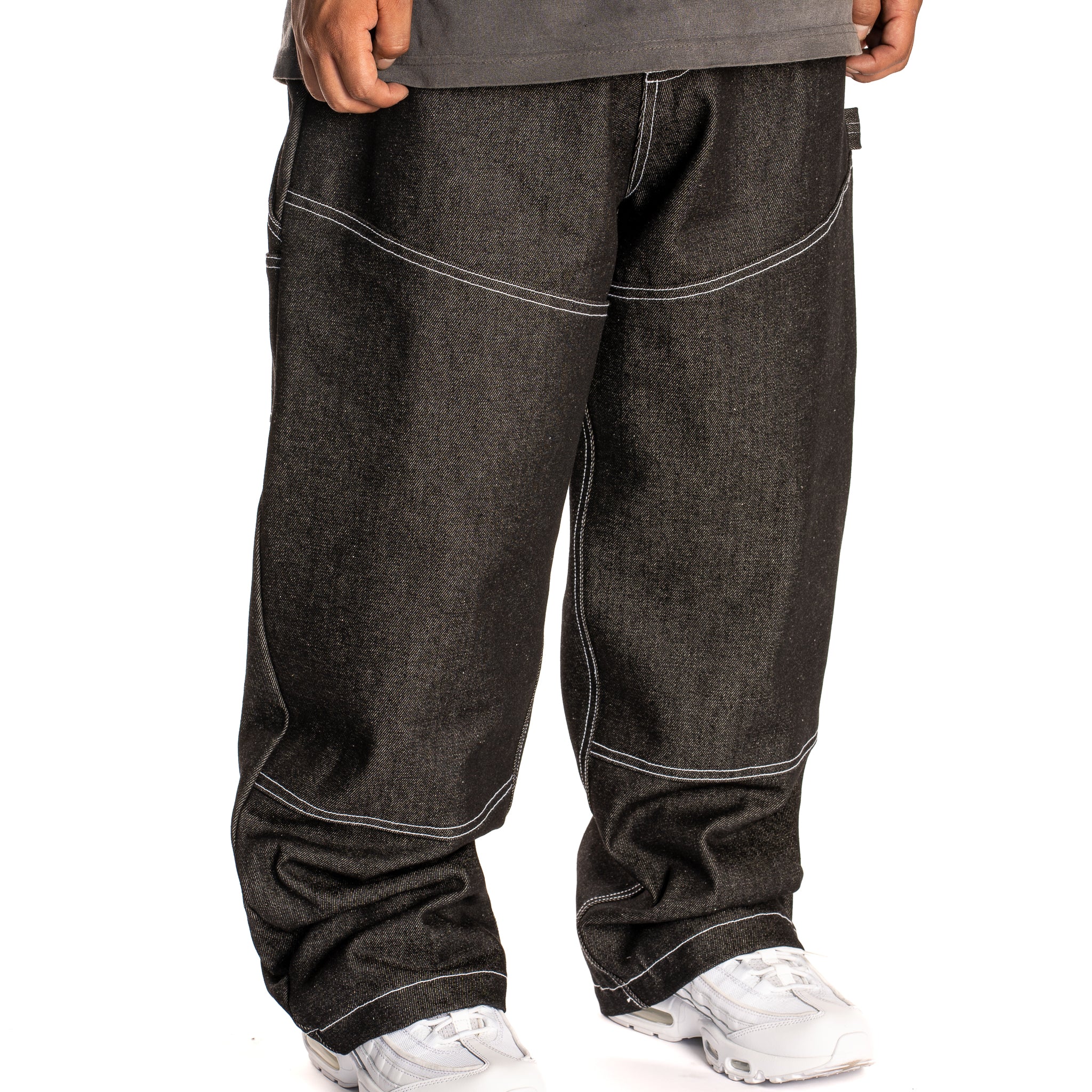 MINT CREW WIDE LEG DENIM CARPENTER PANT (BLACK)