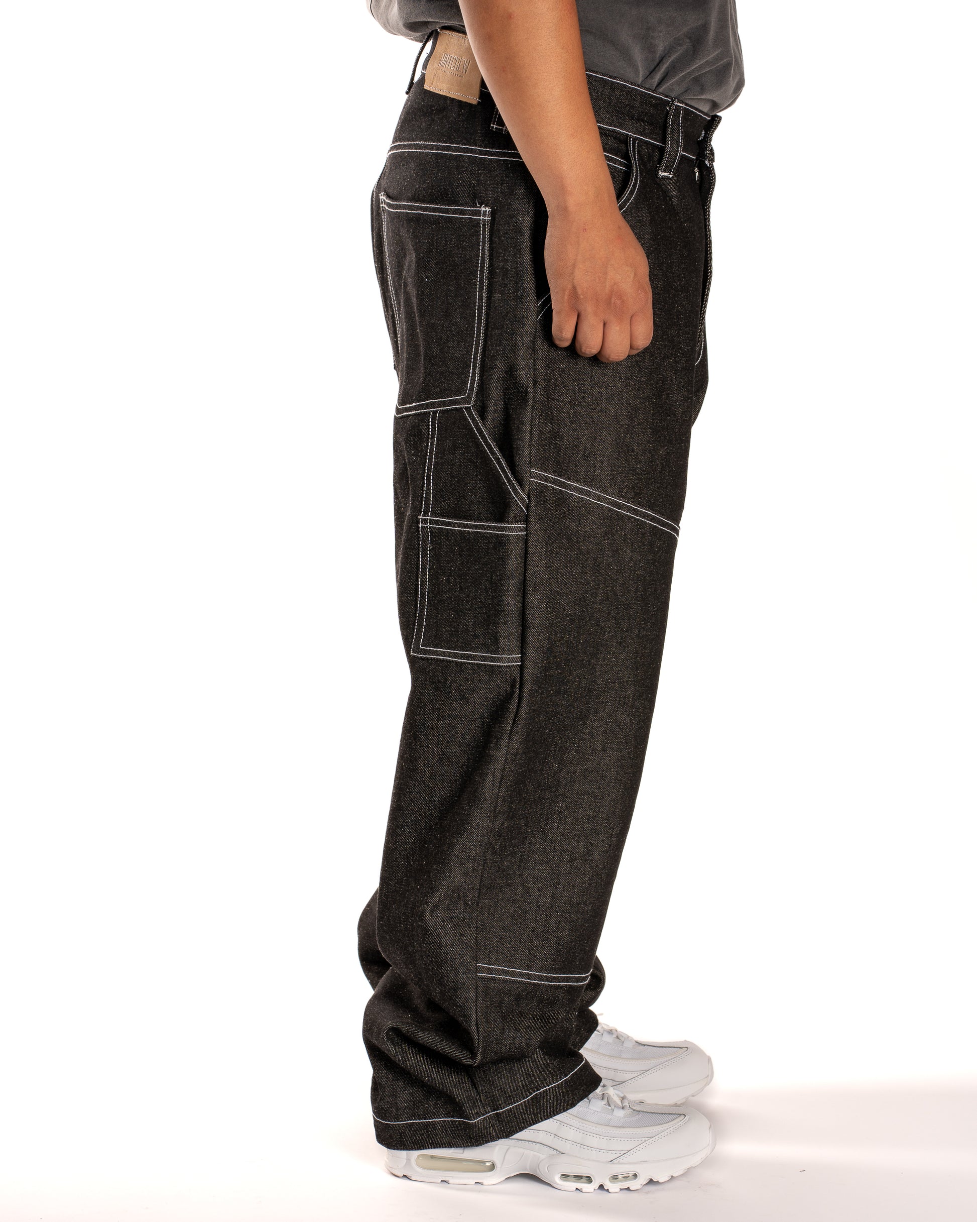 MINT CREW WIDE LEG DENIM CARPENTER PANT (BLACK)