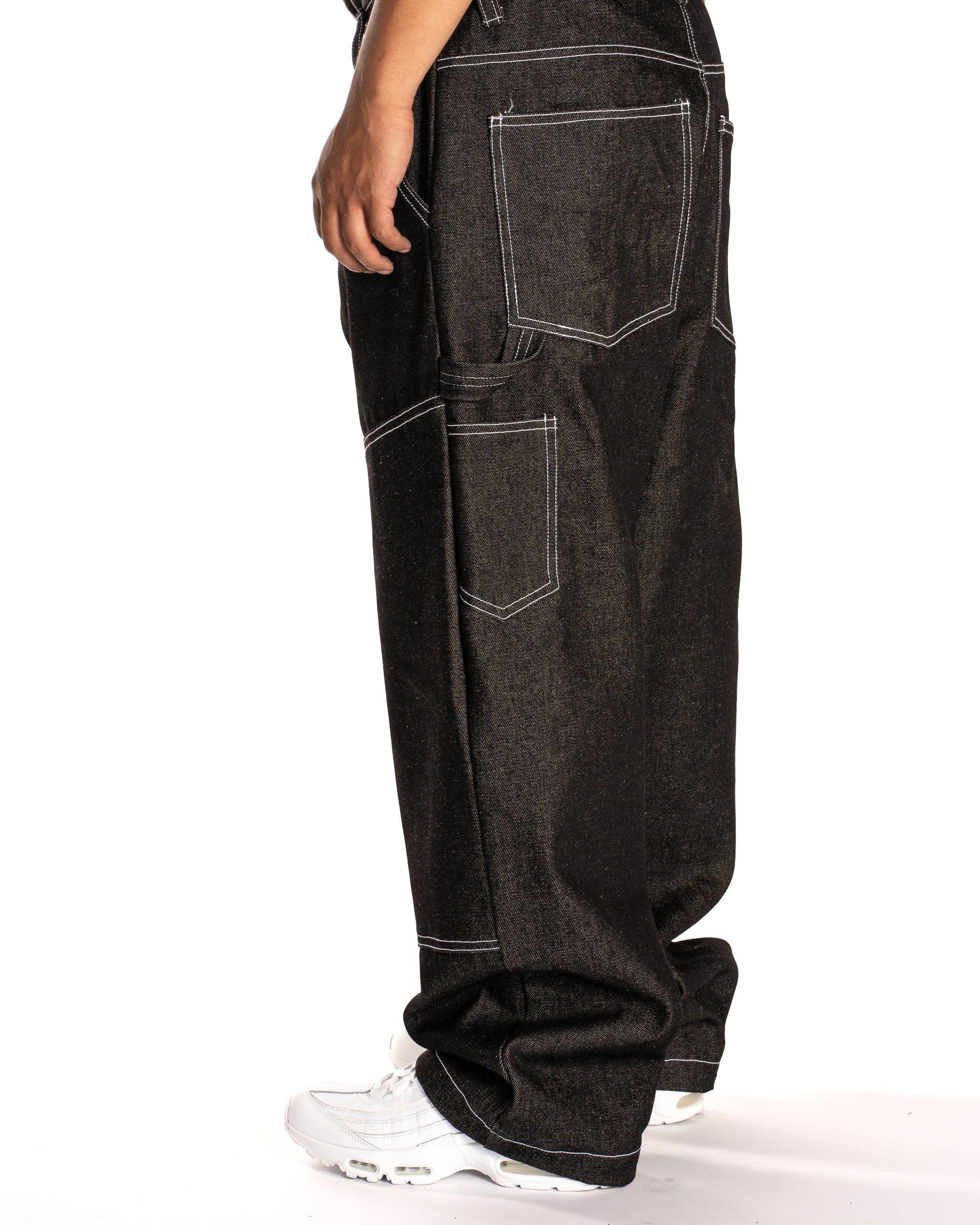 MINT CREW WIDE LEG DENIM CARPENTER PANT (BLACK)