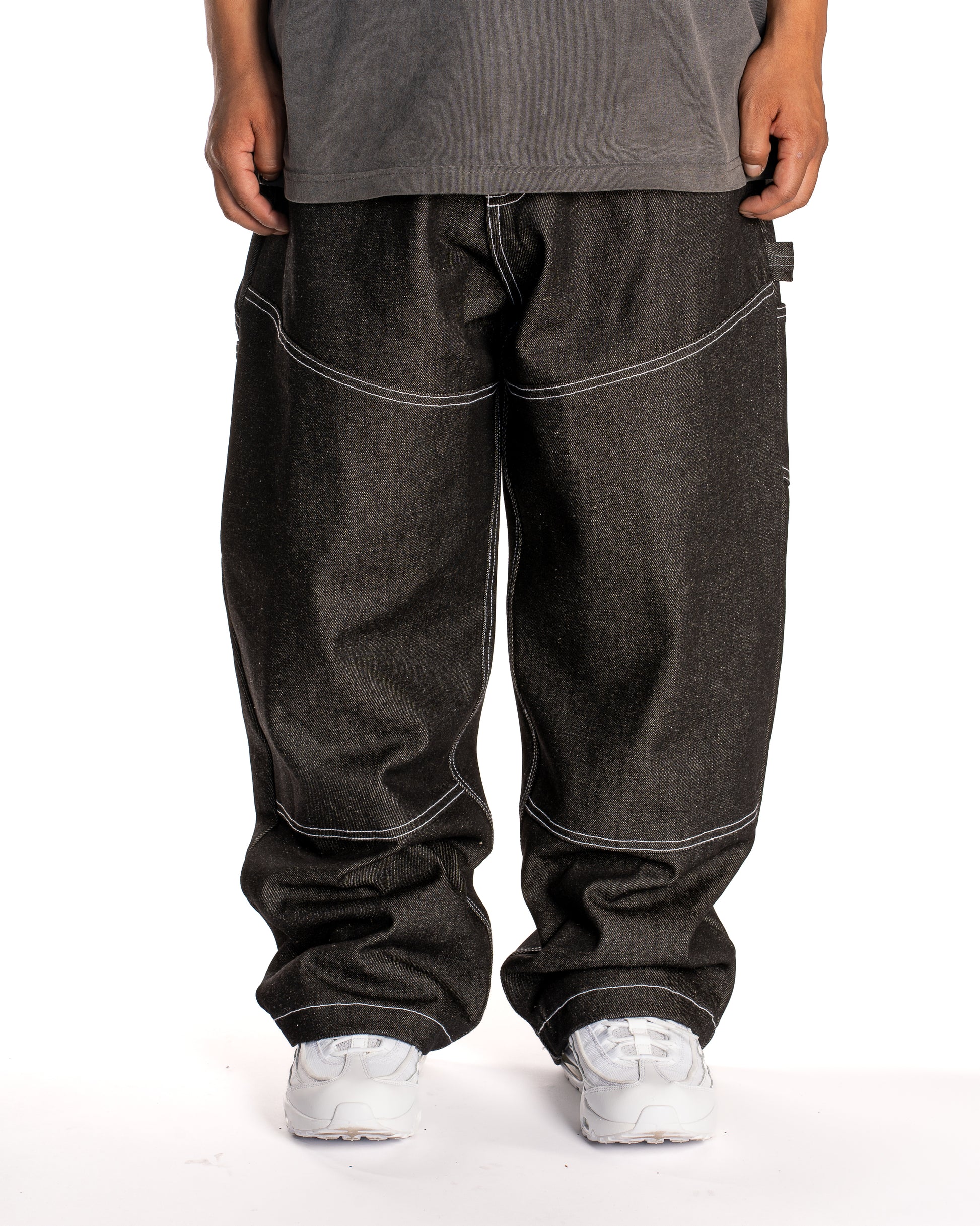 MINT CREW WIDE LEG DENIM CARPENTER PANT (BLACK)