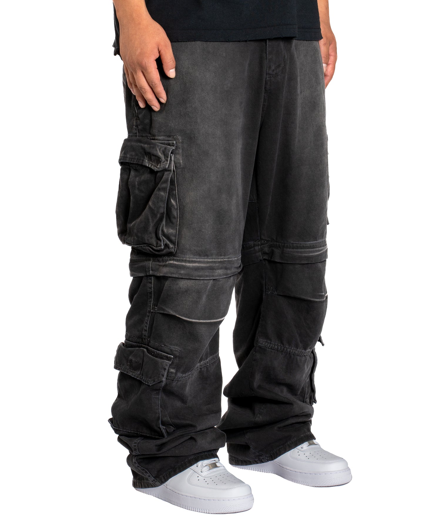 MINTCREW WIDE LEG CONVERTIBLE CARGOS (SUN FADED BLACK)