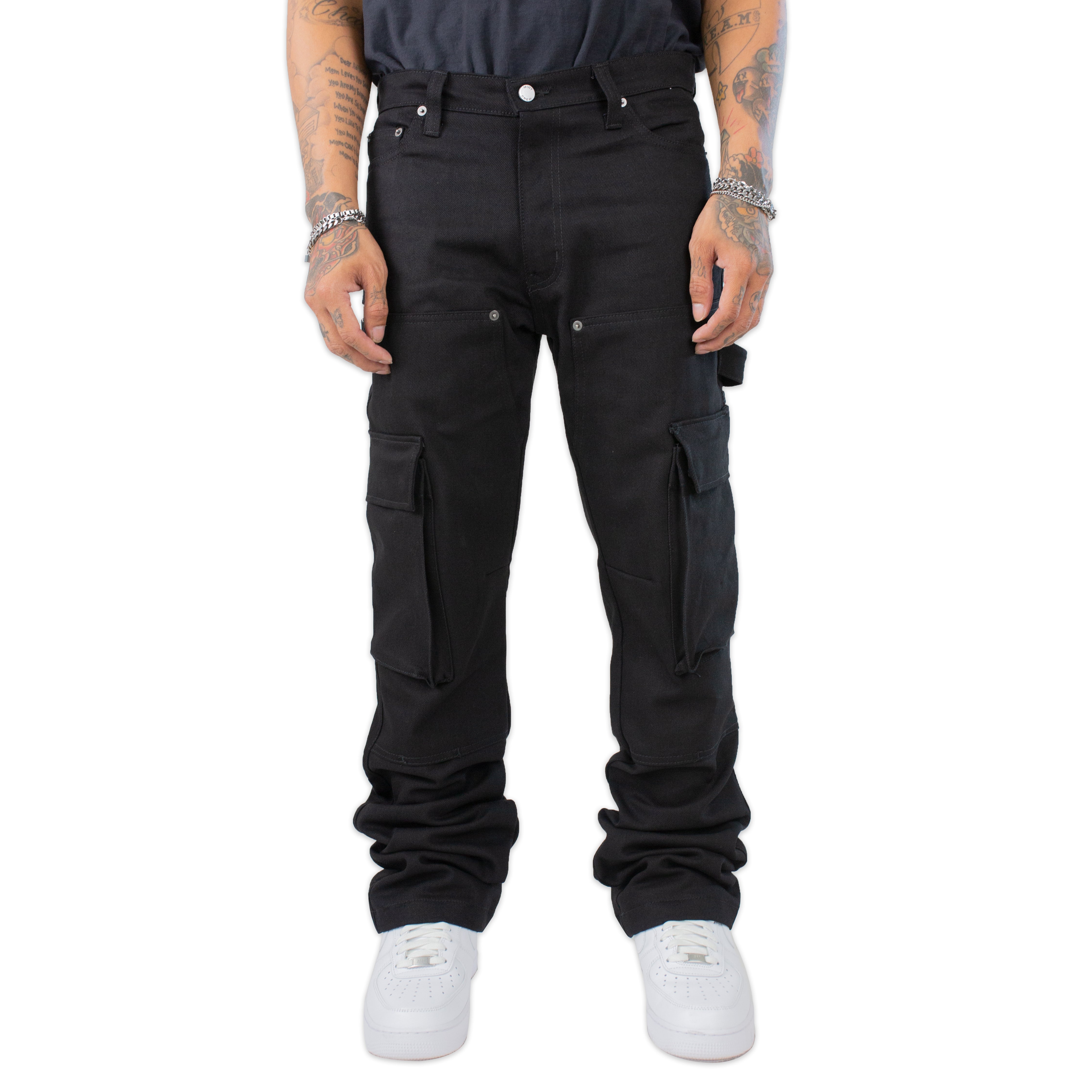 DOUBLE KNEE CARGO PANT (BLACK) – MINTCREW